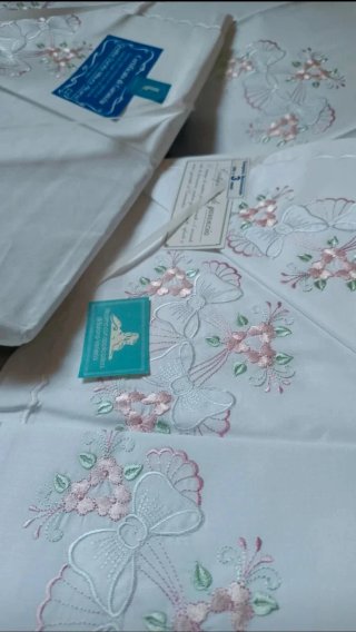 Lenzuola Matrimoniale Ricamo Burano Venezia 4pz