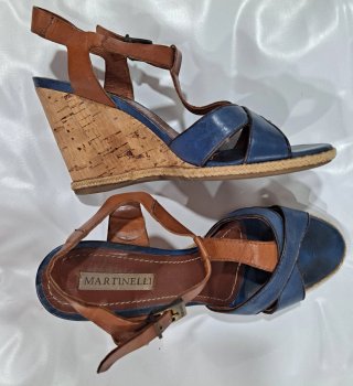 Sandalias Martinelli Talla 37 Azul y Marrón