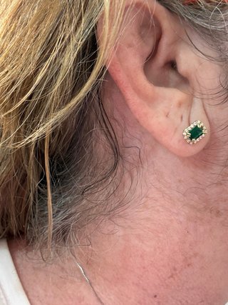 Pendientes Oro 18k Esmeraldas y Diamantes