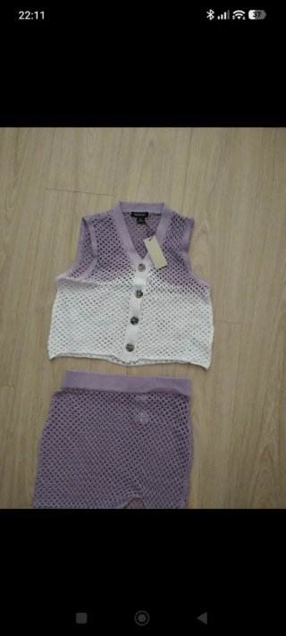 Conjunto rejilla morado y blanco talla única