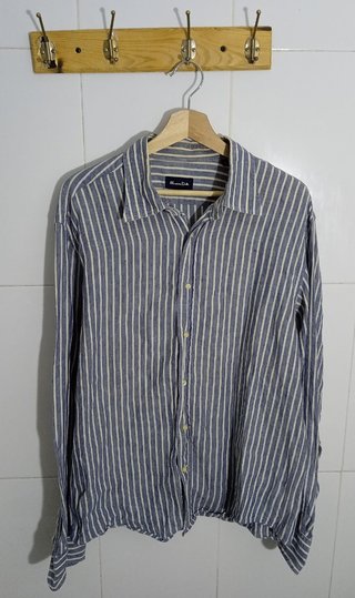 Camisa Massimo Dutti Rayas Azul y Blanco