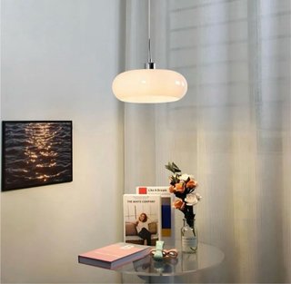 Lámpara techo colgante cristal blanco Bauhaus