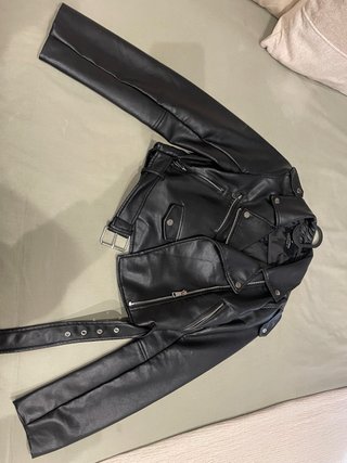 Cazadora Biker Stradivarius Negra Talla S