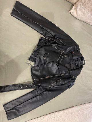 Cazadora Biker Stradivarius Negra Talla S