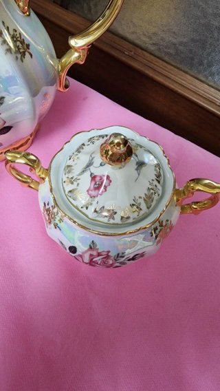 Set Tè Vintage Bavaria Porcellana Fiori Oro