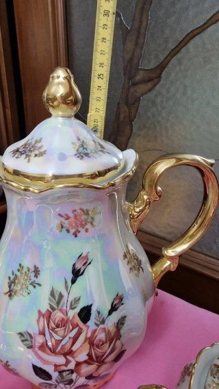 Set Tè Vintage Bavaria Porcellana Fiori Oro