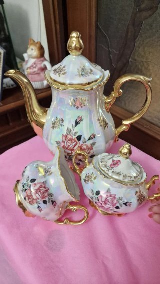 Set Tè Vintage Bavaria Porcellana Fiori Oro
