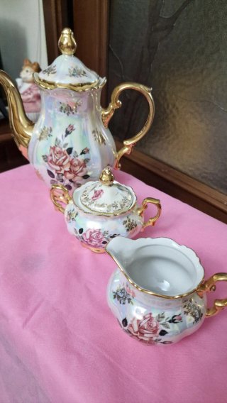 Set Tè Vintage Bavaria Porcellana Fiori Oro