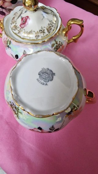 Set Tè Vintage Bavaria Porcellana Fiori Oro