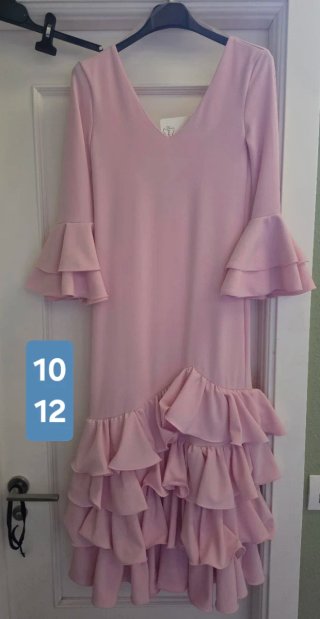 Traje de flamenca niña rosa volantes