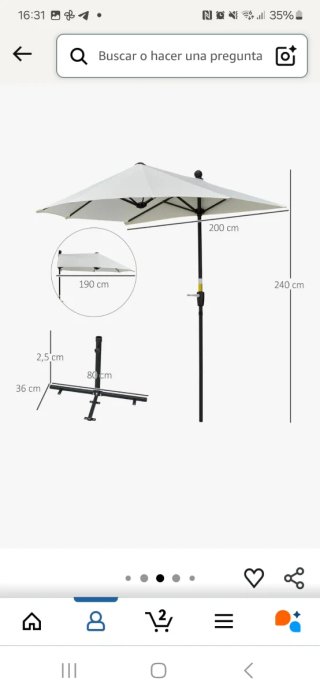 Parasol Semicircular A ESTRENAR alta calidad