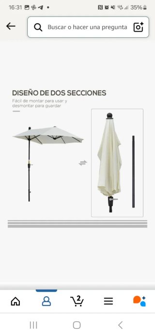 Parasol Semicircular A ESTRENAR alta calidad