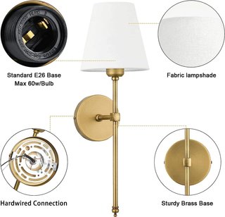 2 Lámparas de Pared Doradas Tela