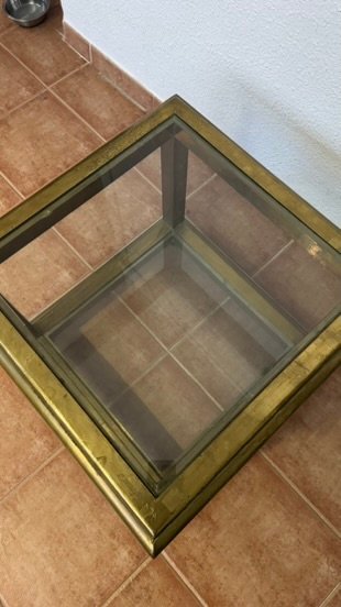 Mesa auxiliar latón y cristal vintage