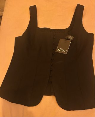 Top Sfera Negro Botones Talla S