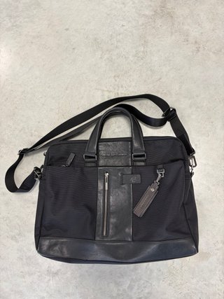 Maletín Piquadro Negro Piel y Tela