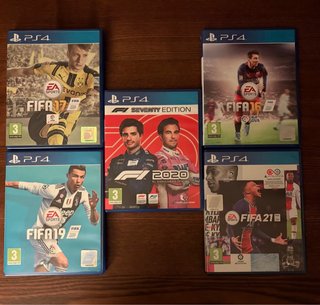 Lote 5 Juegos PS4: FIFA 16, 17, 19, 21 y F1 2020