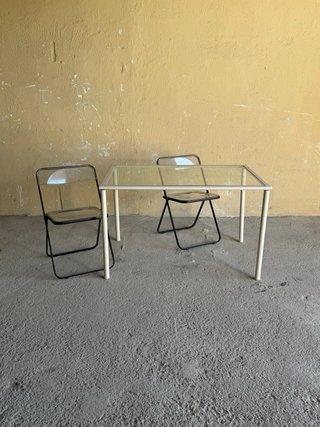 Mesa y Silla Stua Cristal y Metal
