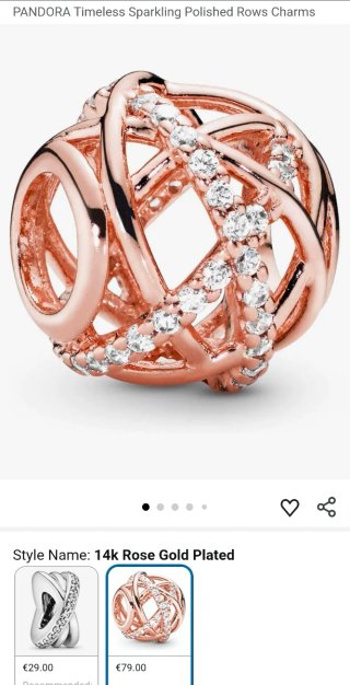 Charm Pandora  Líneas brillantes (oro rosa)