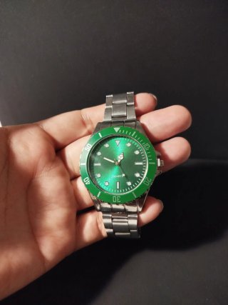 Reloj Estilo Diver Sub Silver-Green Cuarzo / Nuevo