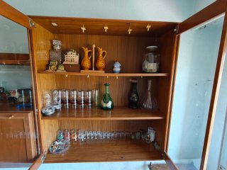 Mueble modular vintage madera y cristal