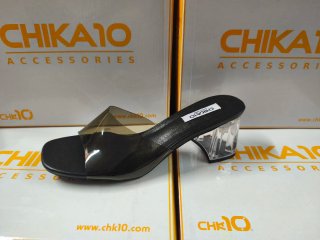 Sandalias CHIKA10 tacón transparente negras