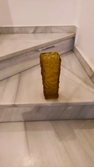 Jarrón vintage de cristal ámbar