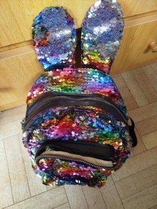 Mochila lentejuelas orejas conejo