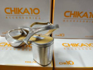 Sandalias Chika10 Plataforma Tacón Plata