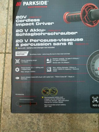 Atornillador Percutor 150Nm Parkside Performance