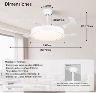Ventilador Techo LED 72W con Luz 36W