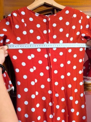 Traje de flamenca rojo lunares blancos