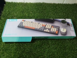 Teclado y ratón Inalámbrico SHIPADC Gris y Naranja