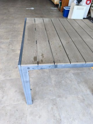 Mesa de jardín aluminio y madera sintética