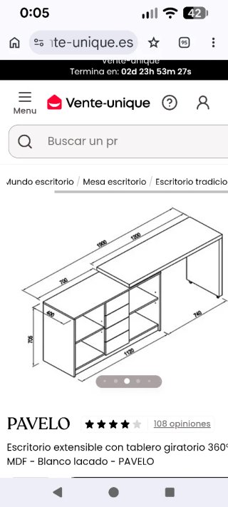Escritorio extensible Pavelo blanco