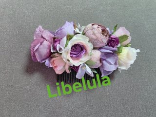 Peineta Huertana Flores Moradas y Rosas