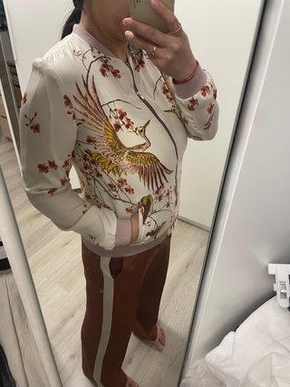 Chaqueta Bomber Zara Estampado Pájaros Flores
