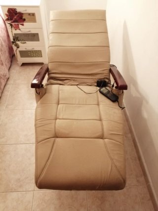 Sillón Masaje Reclinable Piel Sintética Marrón