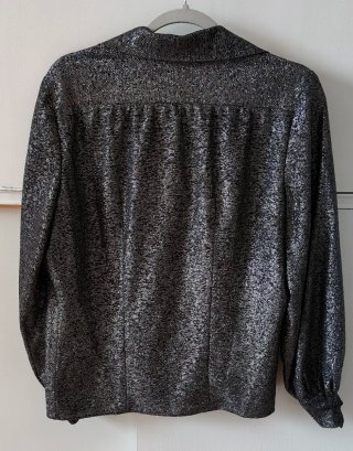Camisa negra con lamé plateado - Vintage 1980