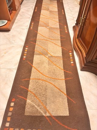 Alfombra Pasillera Beige y Marrón