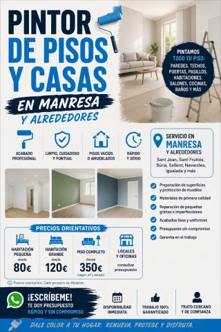 PINTOR DE PISOS Y CASAS EN MANRESA Y ALREDEDORES