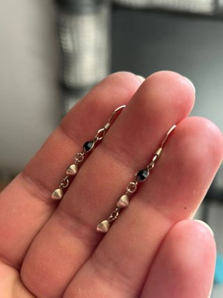 Pendientes colgantes con piedras negras plata 925