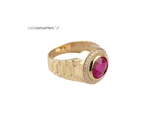 sello oro 18k con piedra con circonita