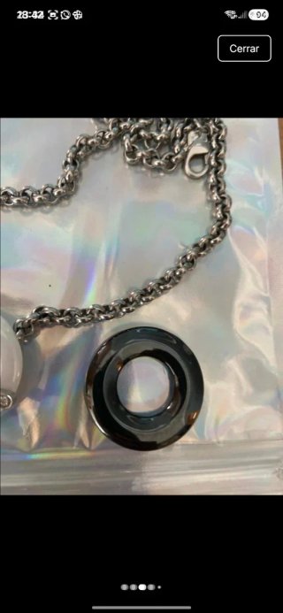 Collar S Agapo, colgante de cerámica blanca/negro.