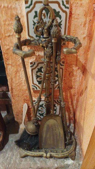 Juego Herramientas Chimenea Latón Vintage