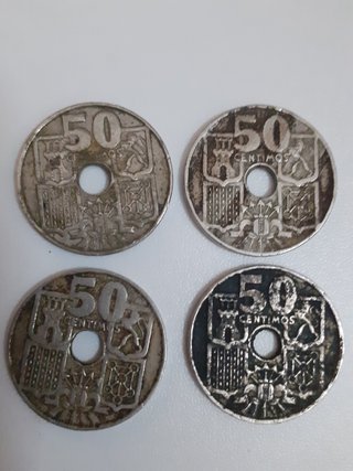 Lote 4 Monedas Ancla (1949 y 1963) Pátina Original