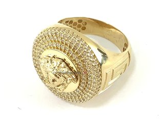 sello oro 18k con piedra con circonita