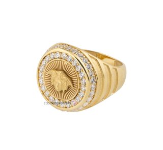 sello oro 18k con piedra con circonita