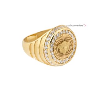 sello oro 18k con piedra con circonita