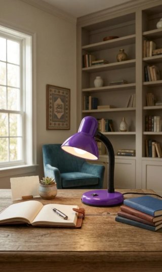 Lámpara de escritorio morada